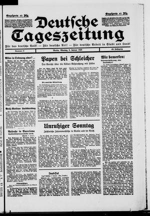 Deutsche Tageszeitung on Jan 9, 1933