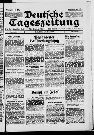 Deutsche Tageszeitung vom 18.01.1933
