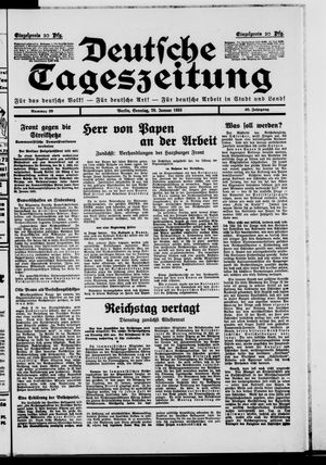 Deutsche Tageszeitung vom 29.01.1933