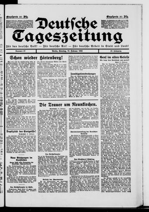 Deutsche Tageszeitung on Feb 12, 1933