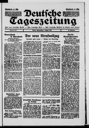 Deutsche Tageszeitung vom 03.08.1933