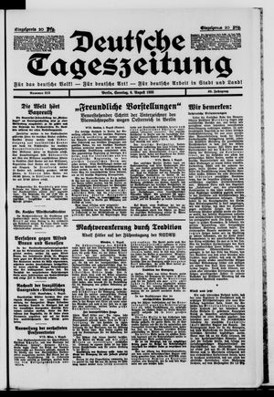 Deutsche Tageszeitung vom 06.08.1933