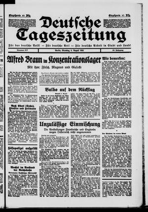 Deutsche Tageszeitung vom 08.08.1933