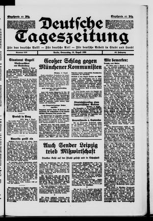 Deutsche Tageszeitung vom 10.08.1933