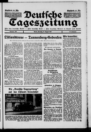 Deutsche Tageszeitung vom 27.08.1933
