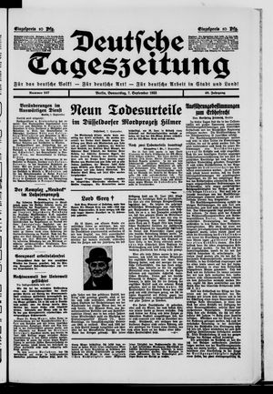 Deutsche Tageszeitung vom 07.09.1933