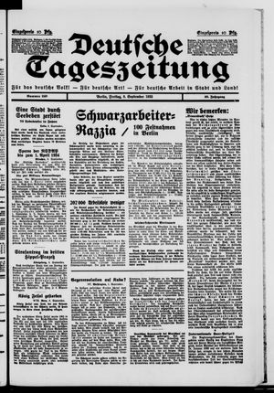 Deutsche Tageszeitung vom 08.09.1933