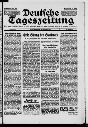 Deutsche Tageszeitung vom 16.09.1933