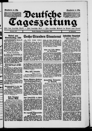 Deutsche Tageszeitung vom 17.09.1933