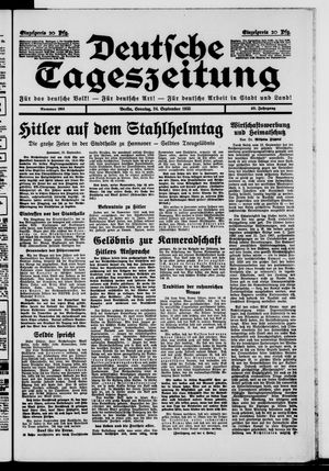 Deutsche Tageszeitung vom 24.09.1933