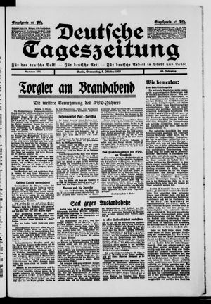 Deutsche Tageszeitung vom 05.10.1933