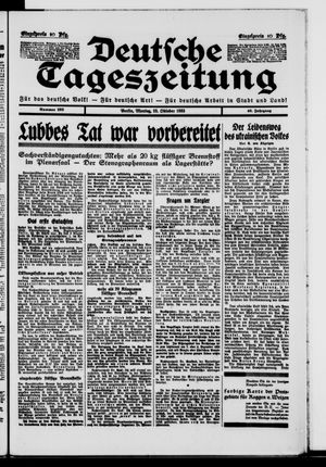 Deutsche Tageszeitung on Oct 23, 1933