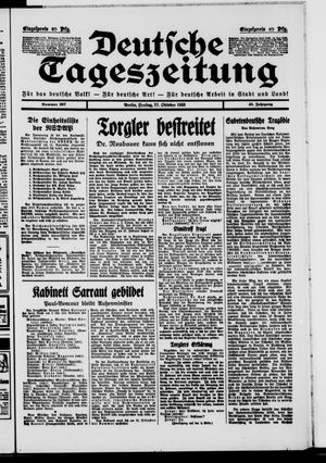 Deutsche Tageszeitung vom 27.10.1933