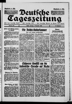 Deutsche Tageszeitung vom 03.11.1933
