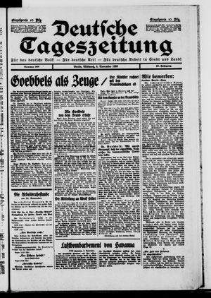 Deutsche Tageszeitung vom 08.11.1933