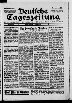 Deutsche Tageszeitung vom 09.11.1933