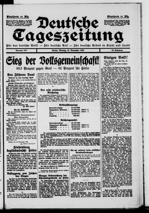 Deutsche Tageszeitung on Nov 13, 1933