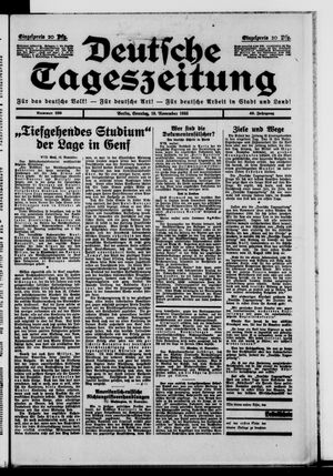 Deutsche Tageszeitung vom 19.11.1933