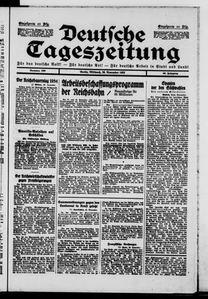 Deutsche Tageszeitung vom 29.11.1933