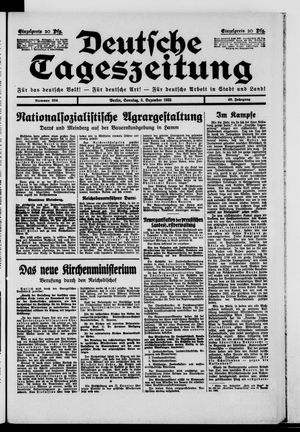 Deutsche Tageszeitung on Dec 3, 1933