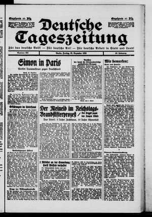 Deutsche Tageszeitung vom 22.12.1933