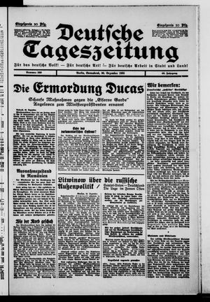 Deutsche Tageszeitung vom 30.12.1933