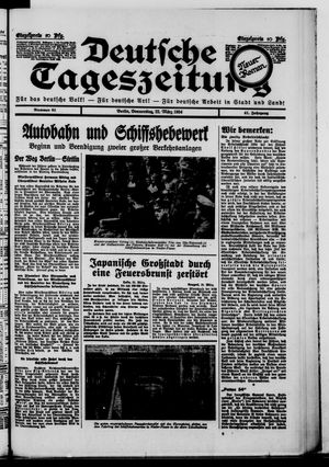 Deutsche Tageszeitung vom 22.03.1934