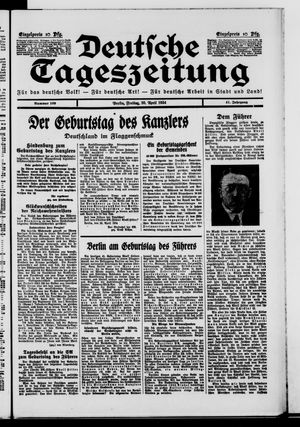 Deutsche Tageszeitung vom 20.04.1934
