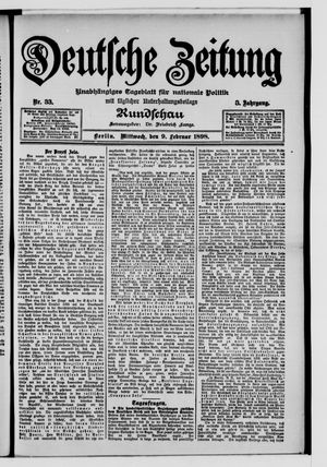 Deutsche Zeitung on Feb 9, 1898