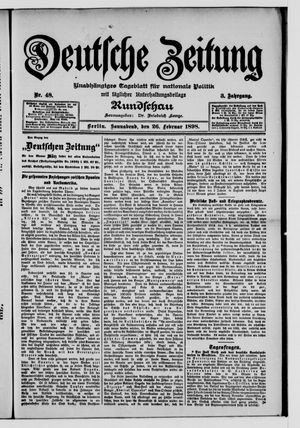 Deutsche Zeitung on Feb 26, 1898
