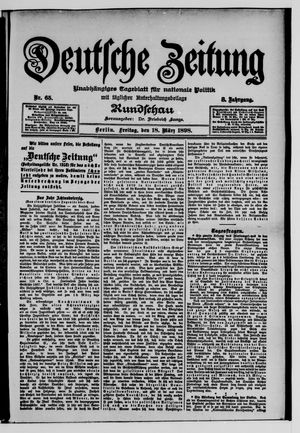 Deutsche Zeitung on Mar 18, 1898