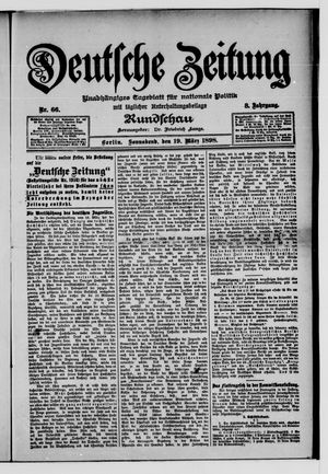 Deutsche Zeitung on Mar 19, 1898