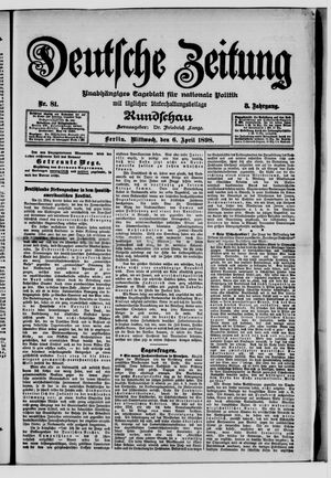 Deutsche Zeitung on Apr 6, 1898