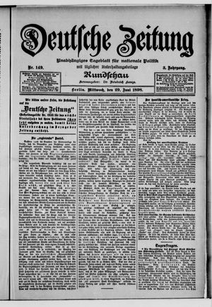 Deutsche Zeitung on Jun 29, 1898