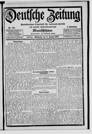Deutsche Zeitung on Aug 3, 1898
