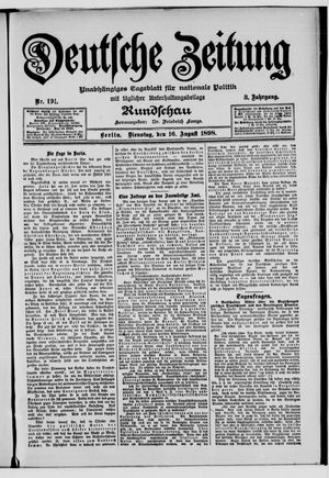 Deutsche Zeitung vom 16.08.1898