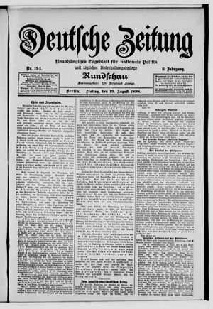 Deutsche Zeitung on Aug 19, 1898
