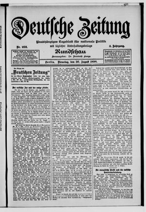 Deutsche Zeitung on Aug 30, 1898
