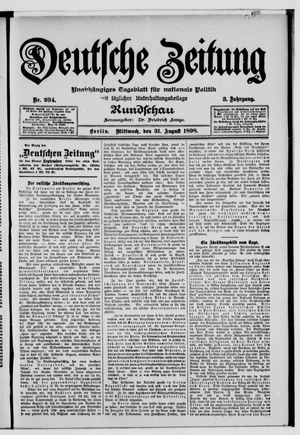 Deutsche Zeitung on Aug 31, 1898