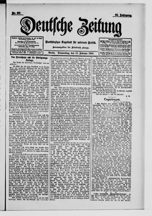 Deutsche Zeitung on Feb 13, 1908