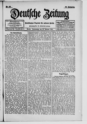 Deutsche Zeitung on Feb 20, 1908
