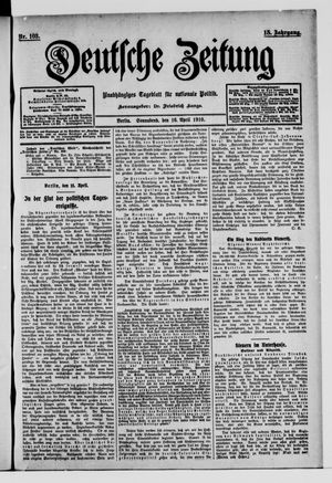 Deutsche Zeitung on Apr 16, 1910