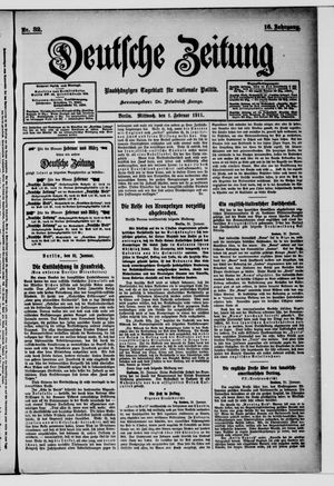 Deutsche Zeitung on Feb 1, 1911