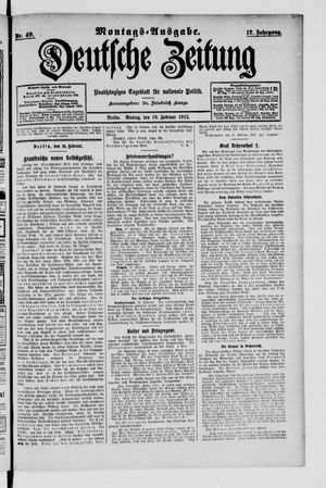 Deutsche Zeitung on Feb 19, 1912