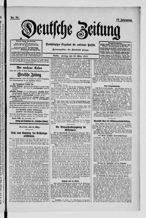 Deutsche Zeitung on Mar 22, 1912