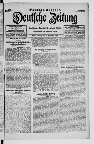 Deutsche Zeitung vom 16.09.1912