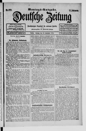 Deutsche Zeitung on Sep 30, 1912