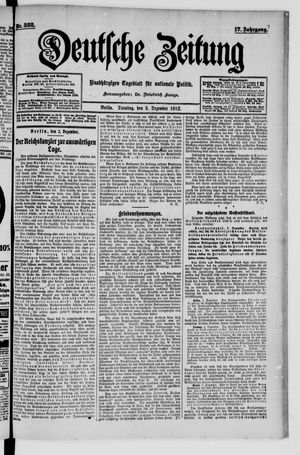 Deutsche Zeitung on Dec 3, 1912