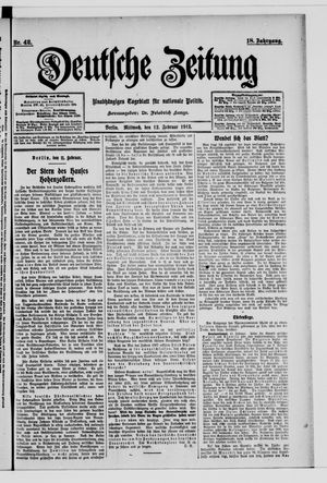 Deutsche Zeitung on Feb 12, 1913