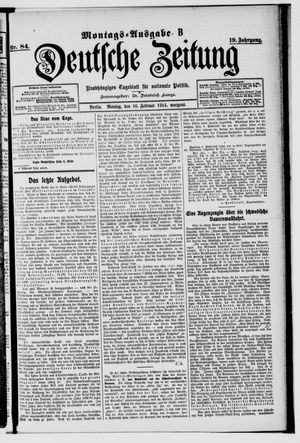 Deutsche Zeitung vom 16.02.1914